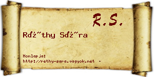 Réthy Sára névjegykártya